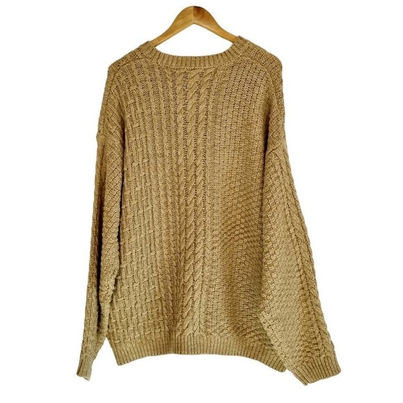 ASOS Tan Brown Chunky Waffle / Cable Knit Oversize Relaxed Soft Jumper Size 2XL - Picture 4 of 7